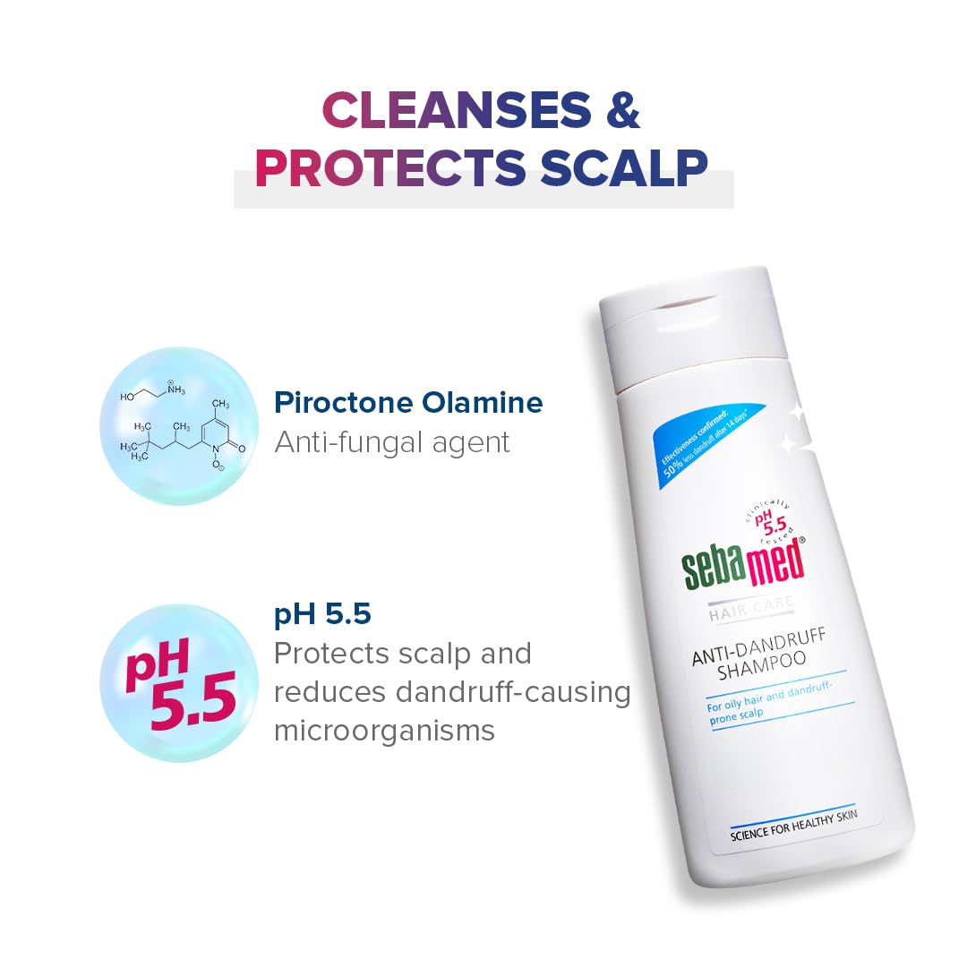 Sebamed Anti Dandruff Shampoo 200 ml | pH 5.5 | Reduces dandruff, scalp itching and irritation | Piroctone Olamine | Phthalates, SLS, Toxin and Parabens free | 50% dandruff reduction in 2 weeks