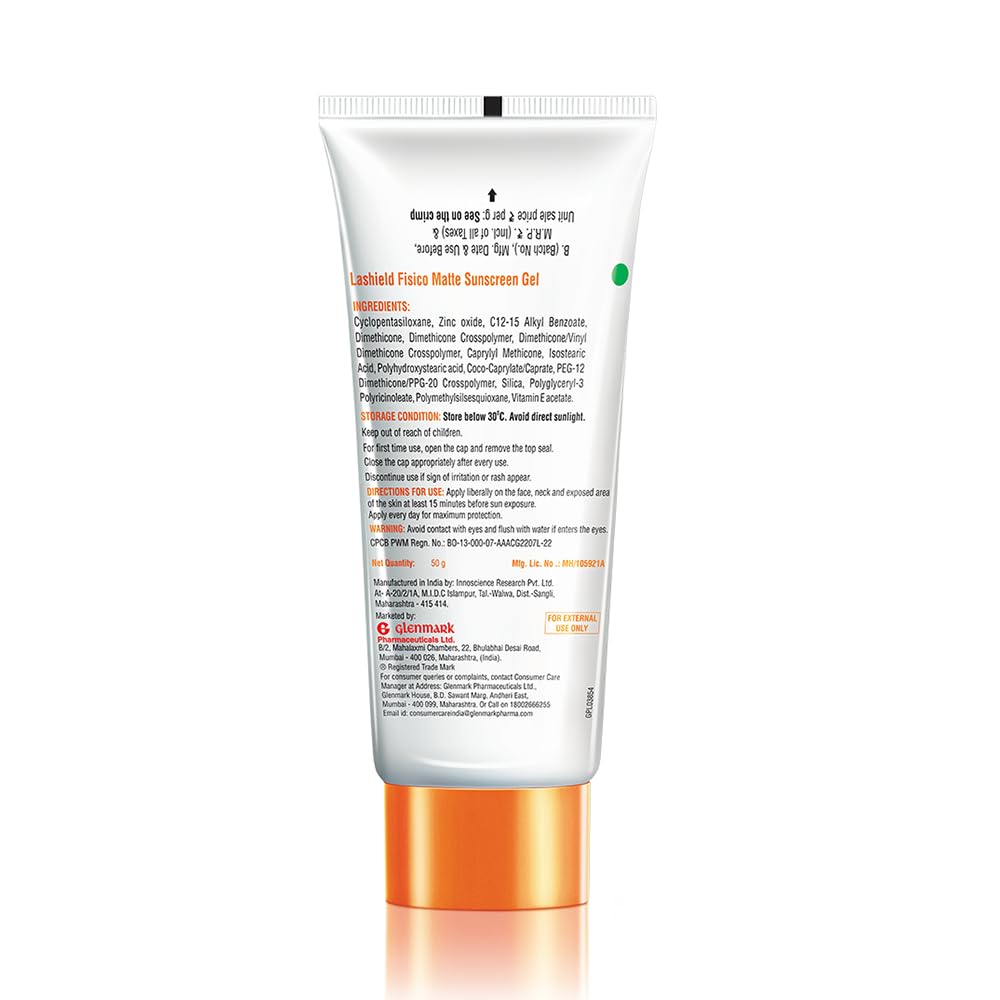 La Shield Fisico SPF 50+ PA++++|100% Mineral Sunscreen|Matte Finish|Chemical filter free|Non-greasy|Lightweight| Water Resistant Upto 8hours|Broad spectrum|Dermatologist Prescribed|For Sensitive skin|50g