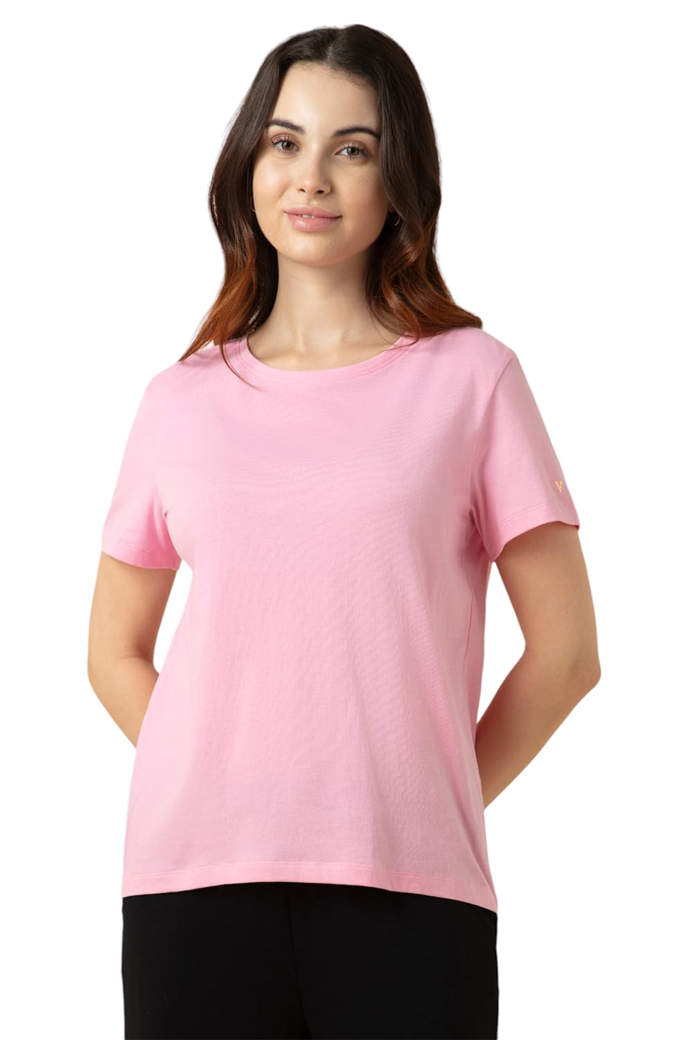 Van Heusen Women's Cotton Relaxed Fit Lounge T Shirt - Relax Fit, Round Neck, Short Sleeves