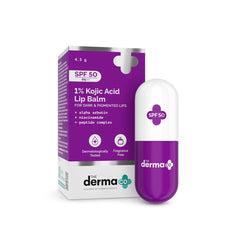 The Derma Co 1% Kojic Acid Lip Balm with SPF 50 PA +++ I With Arbutin & Peptide Complex | Reduce Lip Pigmentation | Protects From Sun Damage | For Dark, Pigmented Lips | For Men & Women | 4.5 g