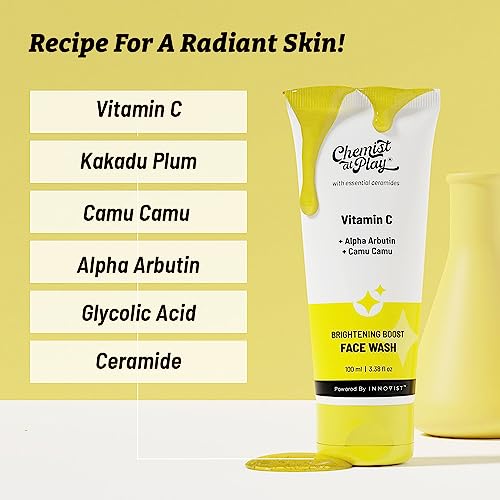 Chemist at Play 30x Vitamin C Face Wash | Cleans Oil & Dirt | Fades Dark Spots | Improves Radiance | For All Skin Types | For Men & Women | Vegan | SLS & Paraben Free | 100 ml