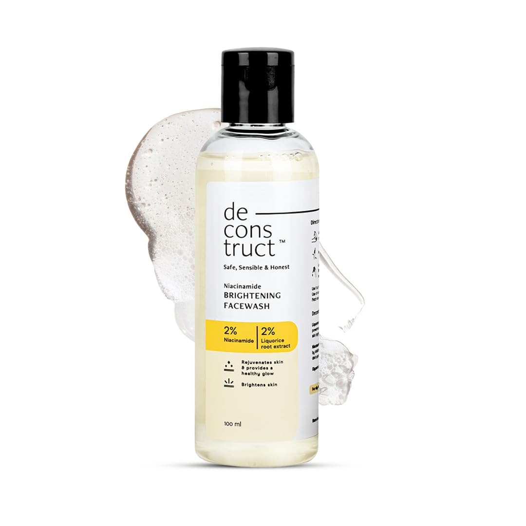 Deconstruct Brightening Face Wash with 2% Niacinamide| Gentle, Hydrating Cleanser for Sensitive, Combination, Normal & Tanned Skin | Reduces Pigmentation & Evens Tone|100ml