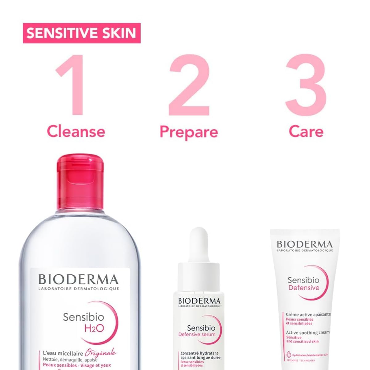 Bioderma Sensibio H2O Daily Soothing Cleanser, Make up Pollution & Impurities Remover Face Eyes Sensitive skin, 500ml