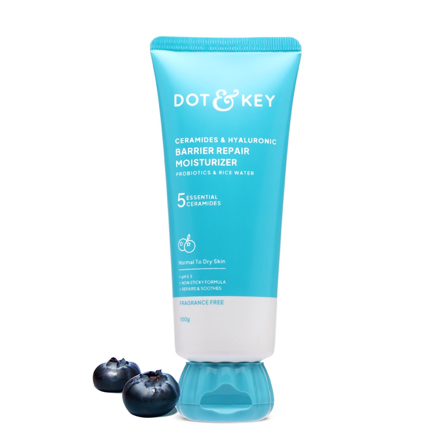 Dot & Key Barrier Repair Moisturizer For Normal, Dry, Combination & Sensitive Skin | 120 Hrs Moisturization, With 5 Ceramides & Hyaluronic | Repairs Damaged Skin Barrier, Non-Comedogenic | 100g