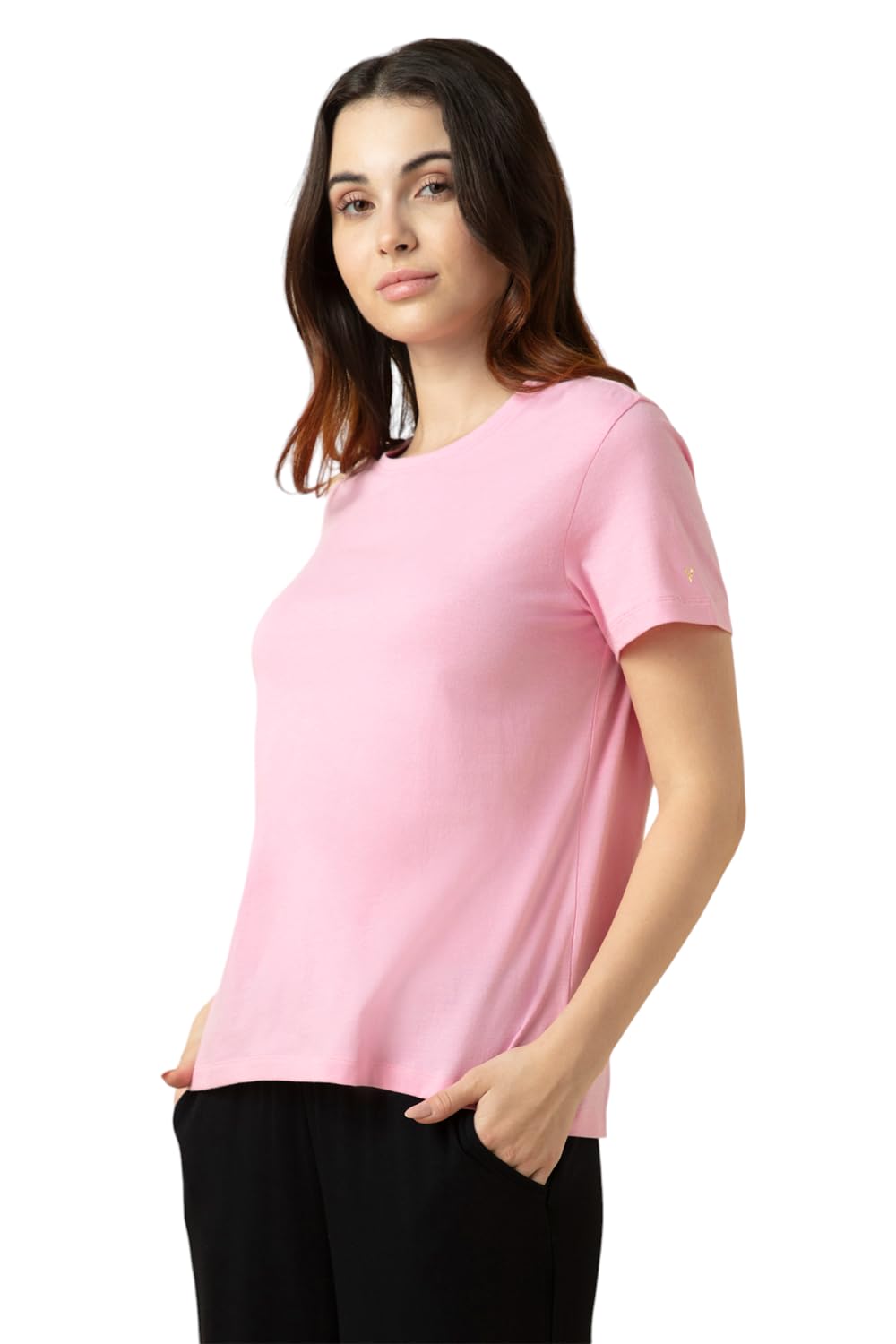 Van Heusen Women's Cotton Relaxed Fit Lounge T Shirt - Relax Fit, Round Neck, Short Sleeves