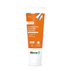 The Derma Co 1% Hyaluronic Sunscreen Aqua Gel SPF 50 PA++++ | Hyaluronic Acid for Deep, Long Lasting Hydration | Ultra Lightweight Texture I Non-Greasy, No White Cast | Broad Spectrum Protection & Blue Light Protection | Clinically Tested - (In -Vivo) | T