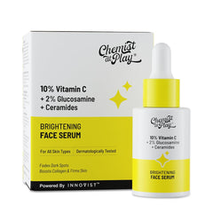 Chemist At Play 10% Vitamin C Serum for Glowing Skin | Pigmentation & Dark Spots | Skin Brightening Face Serum | With Ethyl Ascorbic Acid, Lactic Acid & Glucosamine | For Men & Women | 30 ml