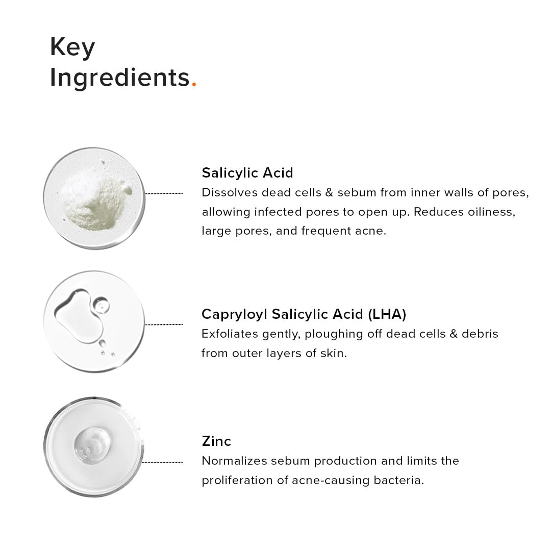 Minimalist Anti-Acne Salicylic Acid 2% Face Wash For Oily & Acne Prone Skin | With LHA for Pore Cleansing, Oil Control & Sebum Regulation | Cleanser for Women & Men | 100 ml