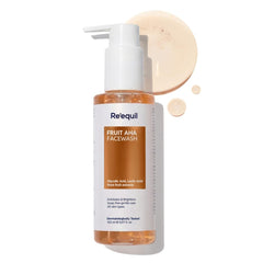 RE' EQUIL Fruit AHA Face Wash | Daily Exfoliating Cleanser for pigmentation, dullness & uneven skin tone | With Glycolic & Lactic acid from fruit extracts - 150 ml