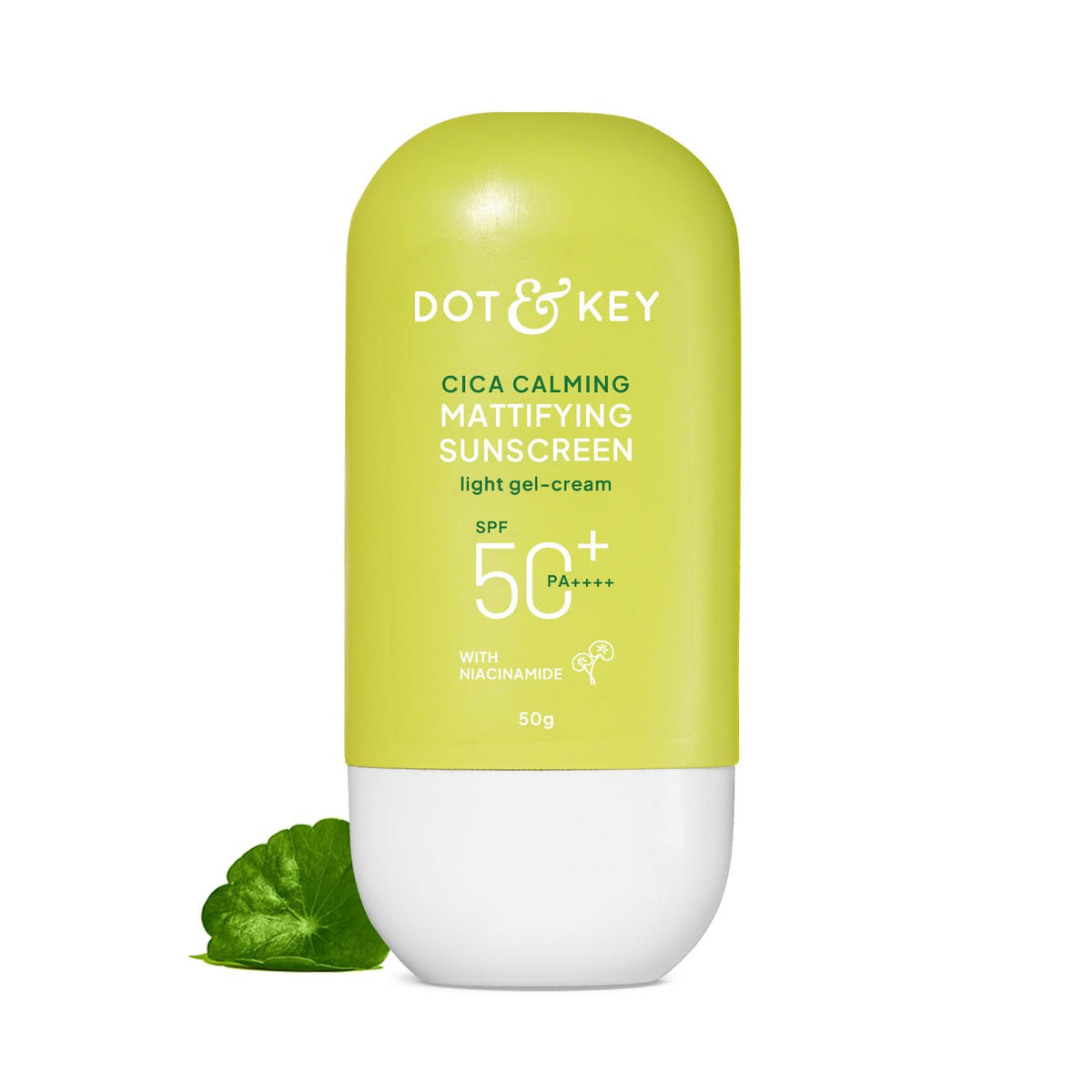 Dot & Key CICA Calming Mattifying Sunscreen SPF 50 PA++++ In-Vivo Tested | For Oily Acne Prone & Sensitive Skin | UVA/UVB Protection | No White Cast, Ultra Light, Fragrance Free | 50g
