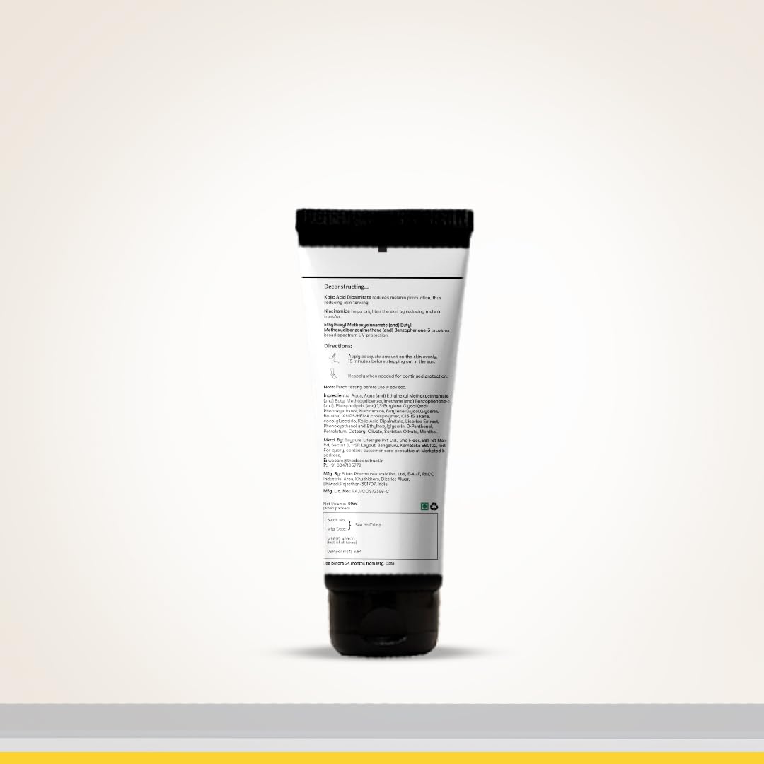 Deconstruct Detan Sunscreen Body Lotion SPF 50 PA++++ | Broad Spectrum UVA and UVB Protection | 90 ml