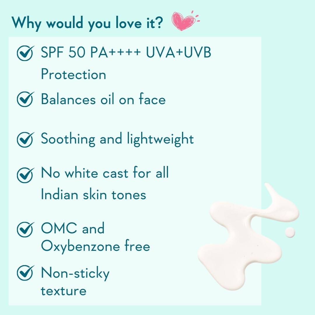 WishCare Niacinamide Oil Balance Fluid Sunscreen SPF 50 PA++++ In-Vivo Tested | 8Hrs+ SPF Protection | Lightweight, Matte & No White Cast | Photostable Sunscreen SPF 50 | 50 ml
