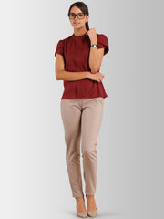 FableStreet Women Maroon Solid Top