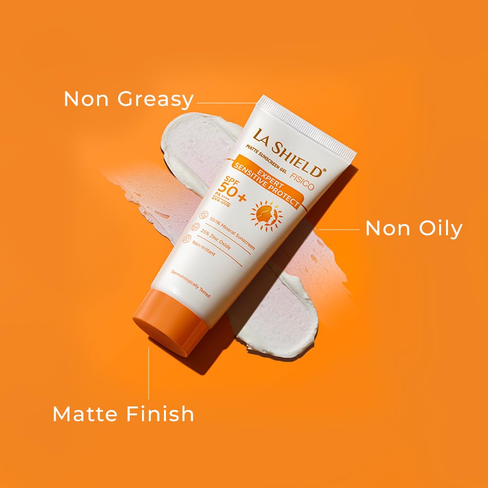 La Shield Fisico SPF 50+ PA++++|100% Mineral Sunscreen|Matte Finish|Chemical filter free|Non-greasy|Lightweight| Water Resistant Upto 8hours|Broad spectrum|Dermatologist Prescribed|For Sensitive skin|50g