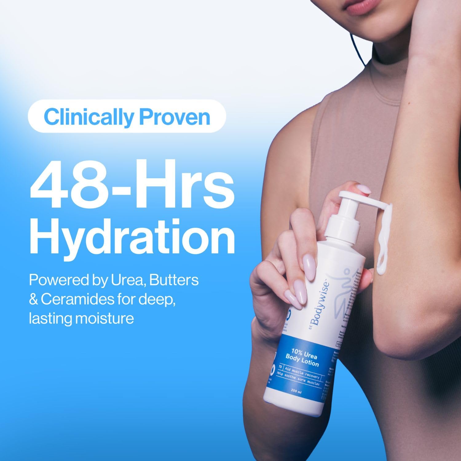 Be Bodywise 10% Urea Body Lotion 200ml | 48 Hour Dry Skin Relief | For Very Dry & Flaky Skin | With Ceramides, Kokum & Mango Seed Butter | Non-Greasy & Lightweight Formula