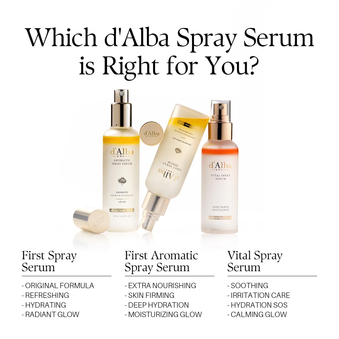 d'alba Piedmont Italian White Truffle First Spray Serum, Vegan Skin Care, Hydrating Face Moisturizer, Glow Serum for Radiant Skin, Non Comedogenic, All In One Mist, Korean Skin Care (1.69 fl oz/50ml)