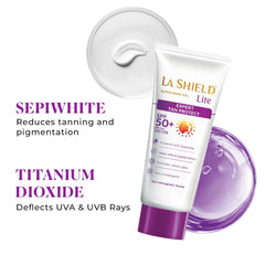La Shield Lite SPF 50+ PA+++ Pure Mineral Sunscreen | Skin brightening in 3 Weeks | Lightweight | Broad spectrum | Oil-free | PA +++ | Dermatologist Prescribed | All Skin types | 50g