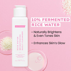 Hyphen 10% Rice Water Brightening Face Wash | With 1% Vitamin C, 0.5% Glycolic Acid & Yuzu Extract | Reduces Dark Spots & Pigmentation | For All Skin Types | Gentle Cleanser for Women & Men- 200 ml