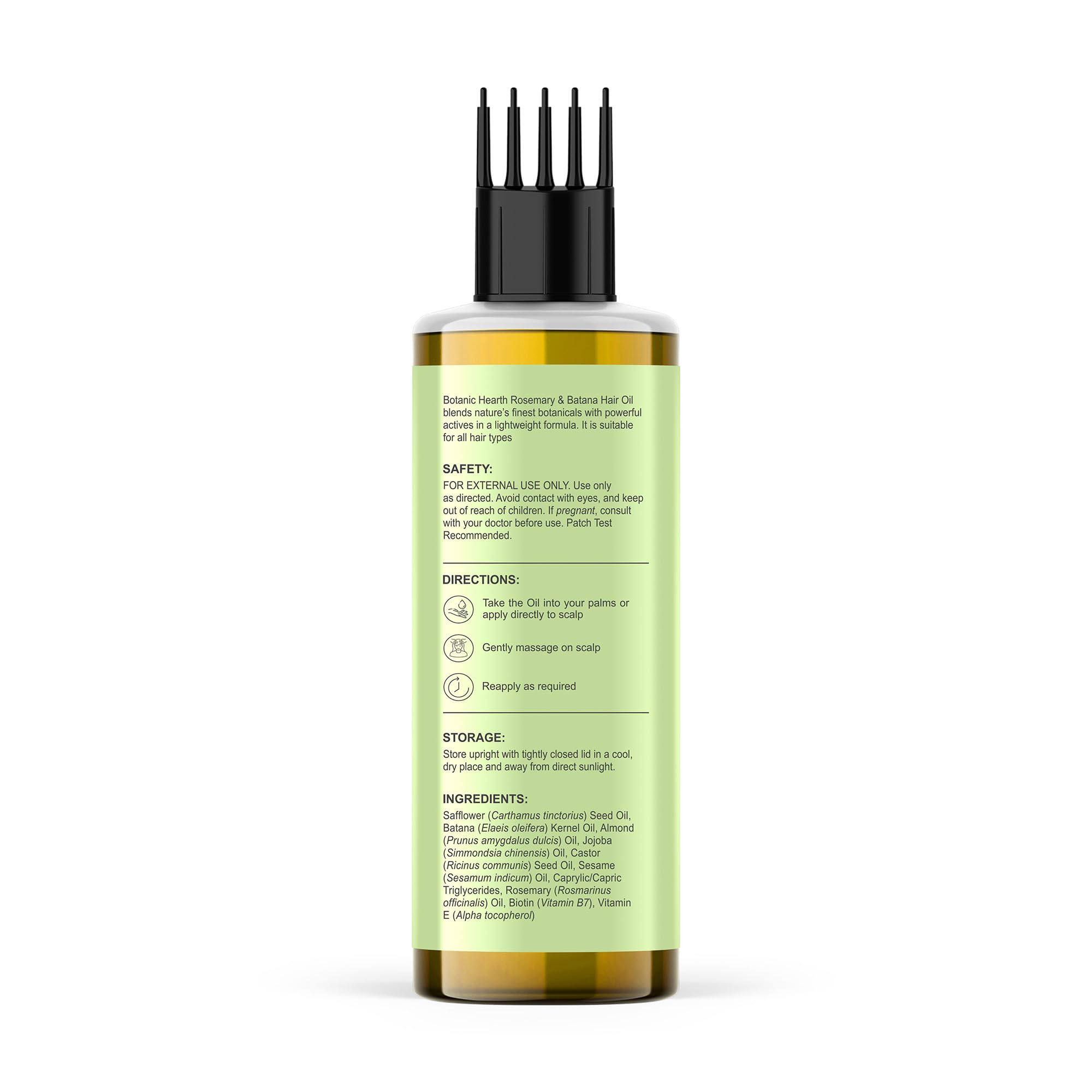 Botanic Hearth Rosemary Batana Hair Oil with Biotin for Hair Growth & Hair Fall Control | Nourishing Scalp & Strengthening Hair Treatment| Non-Sticky, Fast-Absorbing| Comb Applicator Bottle | 150 ml