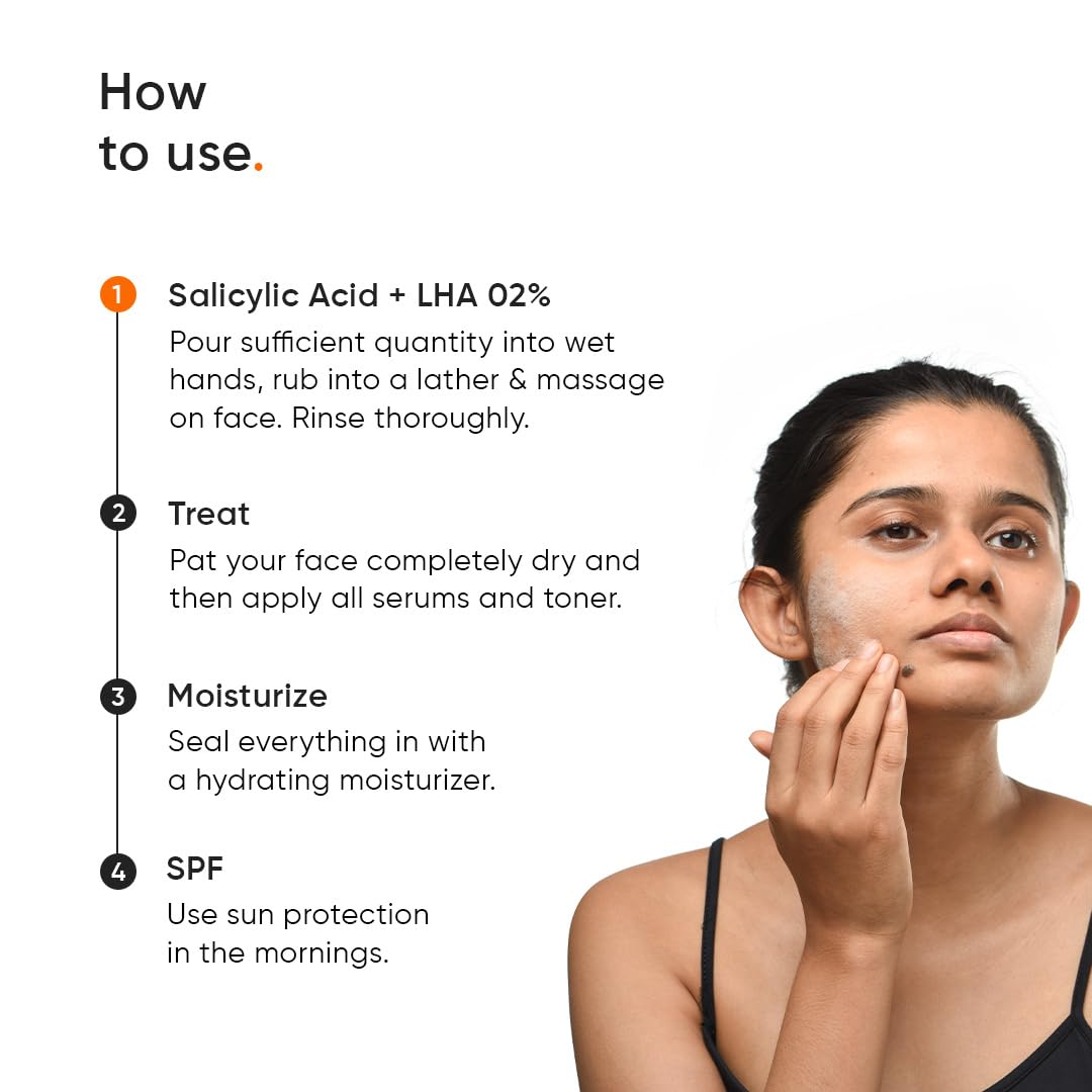 Minimalist Anti-Acne Salicylic Acid 2% Face Wash For Oily & Acne Prone Skin | With LHA for Pore Cleansing, Oil Control & Sebum Regulation | Cleanser for Women & Men | 100 ml