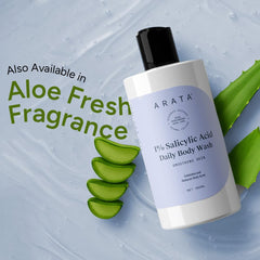 Arata 1% Salicylic Acid Body Wash I 300 ML I Removes Back Acne I Improves Strawberry Skin I Cleanses, Smoothens and Exfoliates Skin I Prevents Body Acne and Bumps I with Watermelon Fragrance