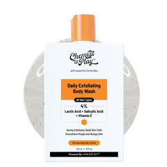 Chemist At Play Exfoliation 236ml | 4% (Salicylic Acid, Vitamin E and Lactic Acid) | Paraben & SLS Free | Gentle Exfoliating Shower Gel | Removes Tan & Body Acne | Prevents Dry, Rough, Bumpy Skin | Unisex