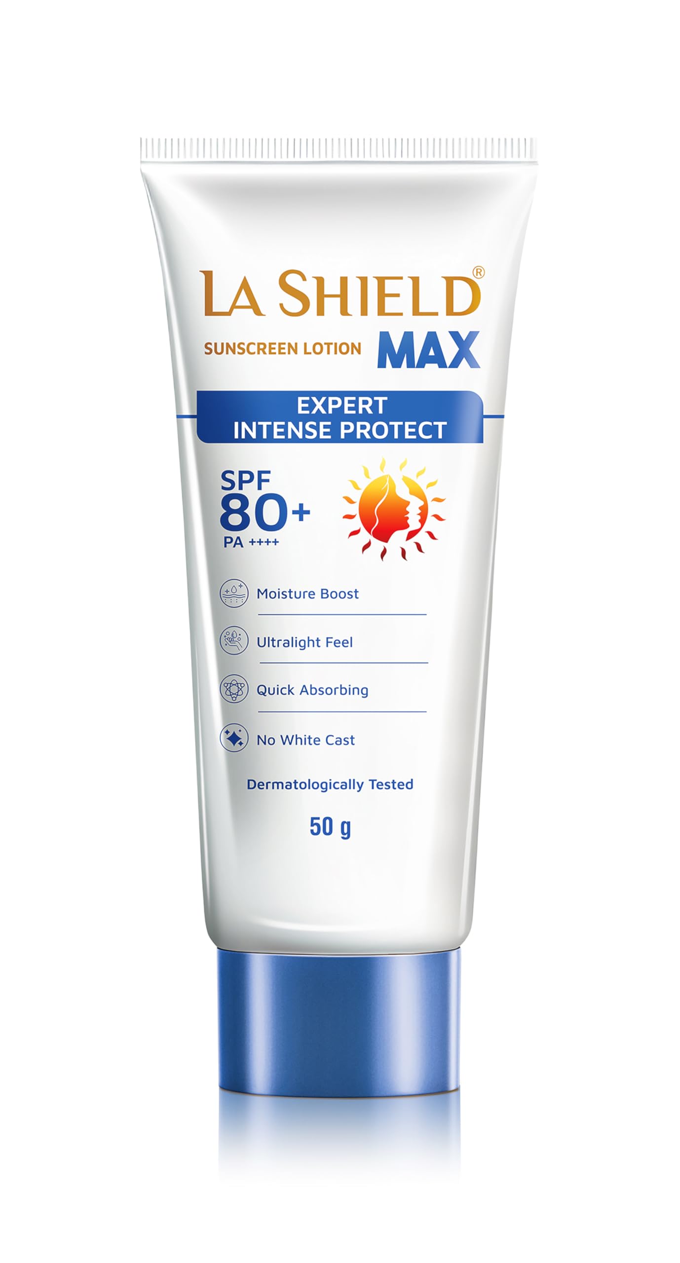 La Shield Max SPF 80+ Sunscreen Lotion | PA++++ | Intense sun protection | For Highly sensitive skin | Moisture Boost Formula | Lightweight | Hydrating Sunscreen | 50gm