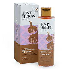 Just Herbs Ayurvedic Castor and Black Onion Seed Sulfate Free Shampoo | Reduce Hair fall | Natural Shampoo For Dry and Frizzy Hair - 200ml