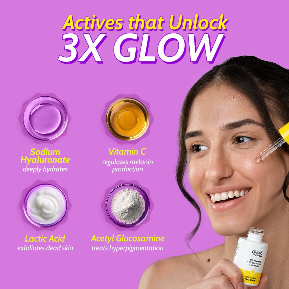 Chemist At Play 10% Vitamin C Serum for Glowing Skin | Pigmentation & Dark Spots | Skin Brightening Face Serum | With Ethyl Ascorbic Acid, Lactic Acid & Glucosamine | For Men & Women | 30 ml