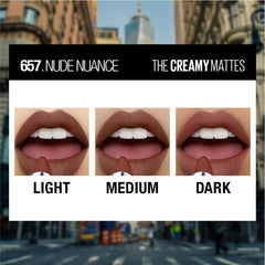 Maybelline New York Color Sensational Creamy Matte Lipstick | Nude Nuance, 3.9g