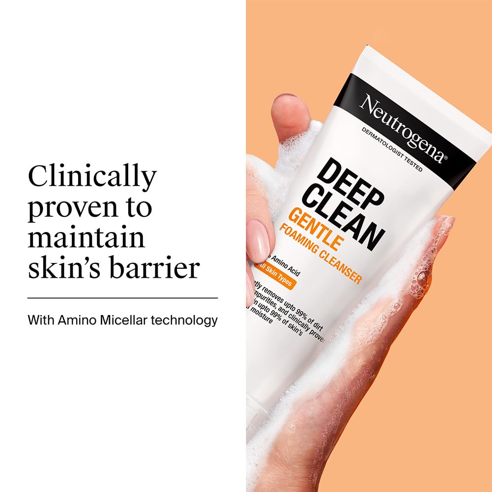 New & upgraded Neutrogena Deep Clean Foaming Cleanser | Hydrating, non drying | Gentle Formula | Skin pH Friendly | Anti pollution facewash, removes PM 2.5 | Daily Cleansing | 150g