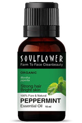 Soulflower Peppermint Essential Oil for Skin & Hair Growth, Hair Fall Control, Scalp |100% Pure & Natural Therapeutic Grade, Undiluted, Ecocert Cosmos Organic Certified, Mentha Piperita |10ml