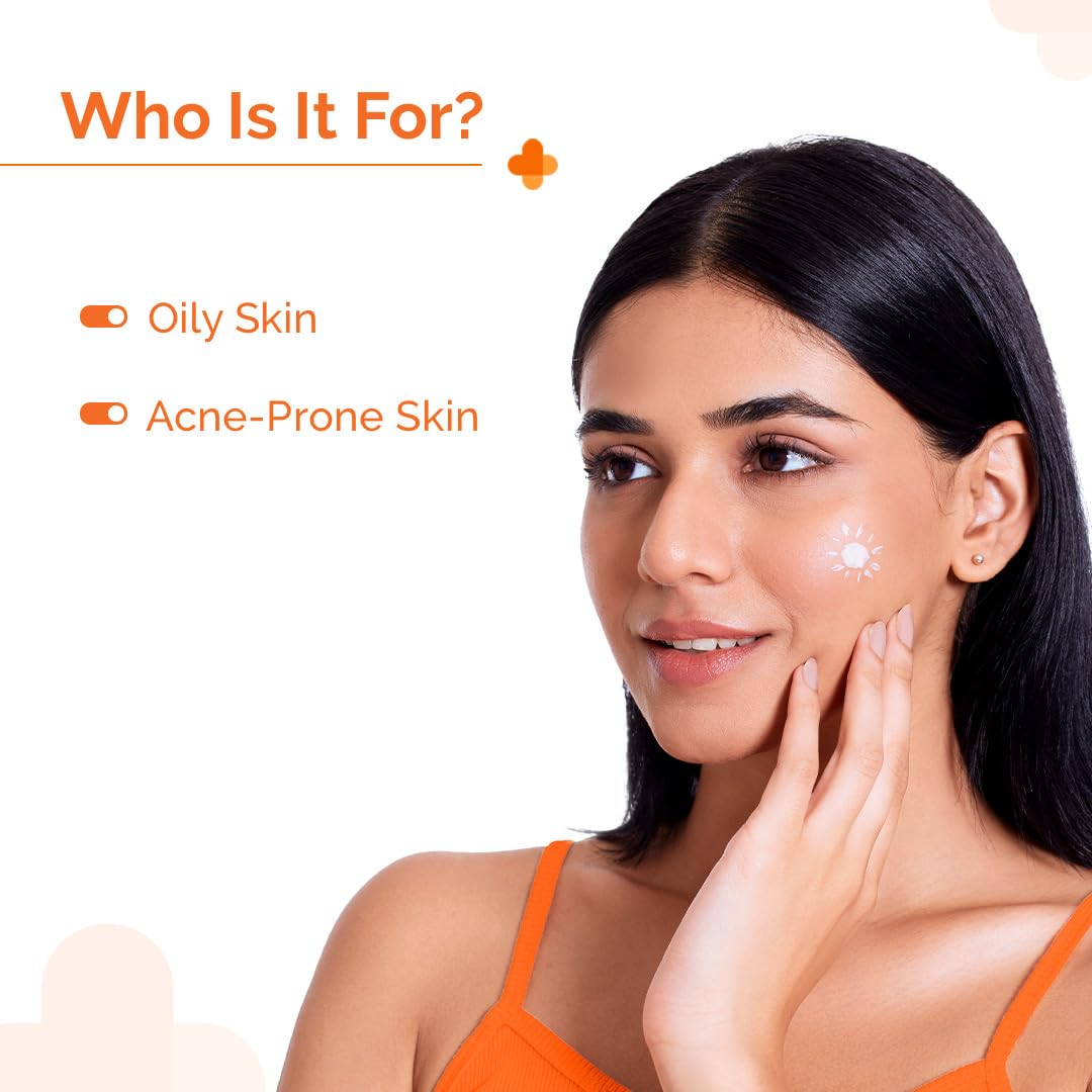The Derma Co 1% Hyaluronic Sunscreen Oil-Free Matte Gel SPF 50 PA++++ | For Oily, Acne-Prone Skin | Lightweight Texture | No White Cast | Broad Spectrum Protection & Blue Light Protection |