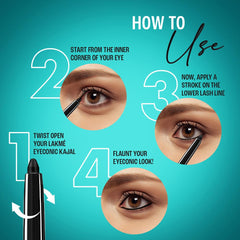LAKMÉ 9 to 5 Eyeconic Kajal Twin Pack, Matte Waterproof Kohl, Smudge Proof Kajal Pencils that lasts hours, Pack of 2- Deep Black, 0.35g