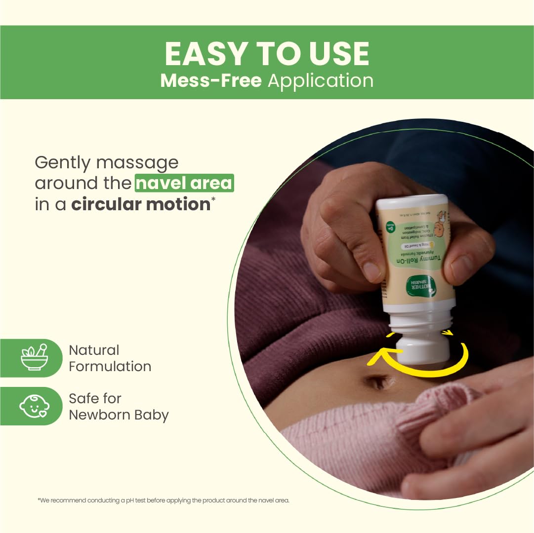 Mother Sparsh Tummy Roll On For Baby, Colic Relief, Constipation and Indigestion With Hing & Saunf | 100% Ayurvedic - 40ml