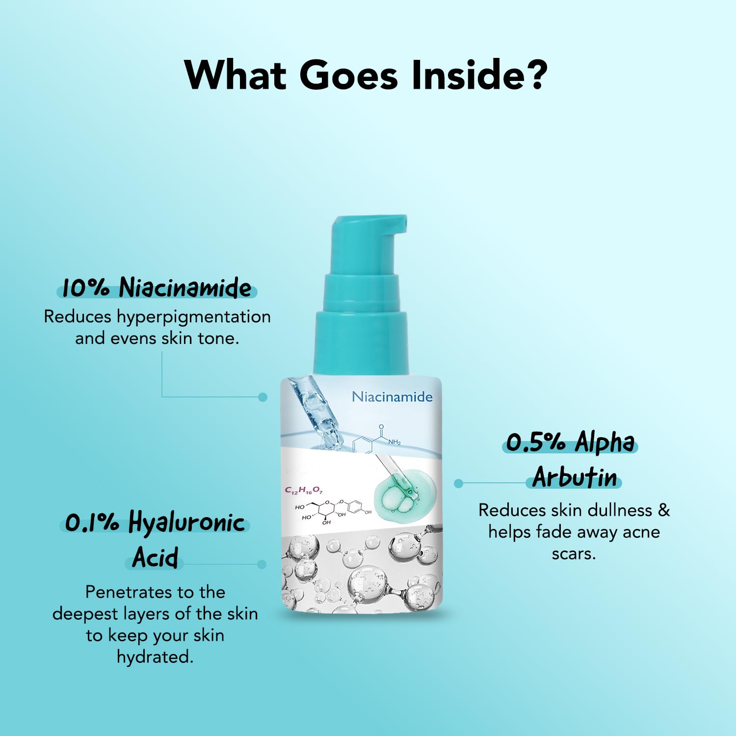 BELLAVITA Niacinamide Face Serum | 10% Niacinamide, 0.5% Alpha Arbutin & Hyaluronic Acid | Treats Pigmentation | Repairs Skin Barrier | pH Balanced | Non-Irritating | Non-Sticky | Brightening Formula For Men and Women | 30 ml