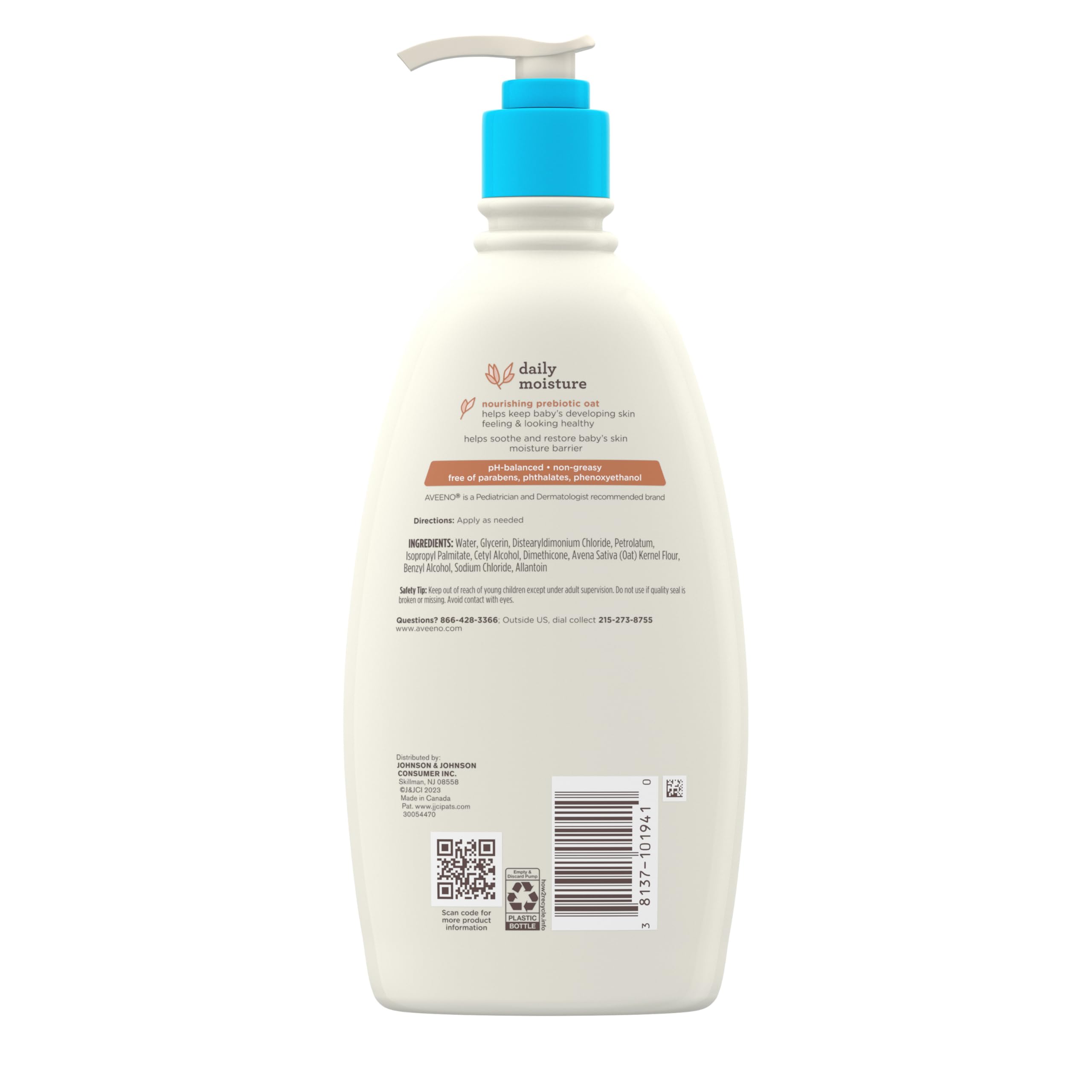 Aveeno Baby Daily Moisturizing Body Lotion | 24 Hour Protection for Sensitive Skin | Active Natural Oats Formula |Paraben Free, Fragrance Free | US Pediatrician Recommended, 532ml