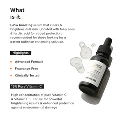 Minimalist 16% Vitamin C Face Serum – Brightening & Glow-Boosting Formula with Vitamin E, Ferulic Acid & Fullerenes, Antioxidant Boost for Radiant Skin (20 ml)