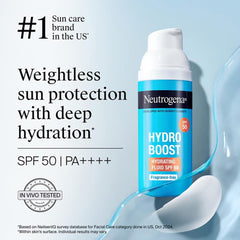 Neutrogena Hydro Boost Face Sunscreen SPF50+ PA++++ | Hyaluronic Acid & Niacinamide | UVA, UVB and Long UVA protection | Oily & Sensitive Skin | Non Greasy & No White Cast | Hydrating Fluid | 50ml