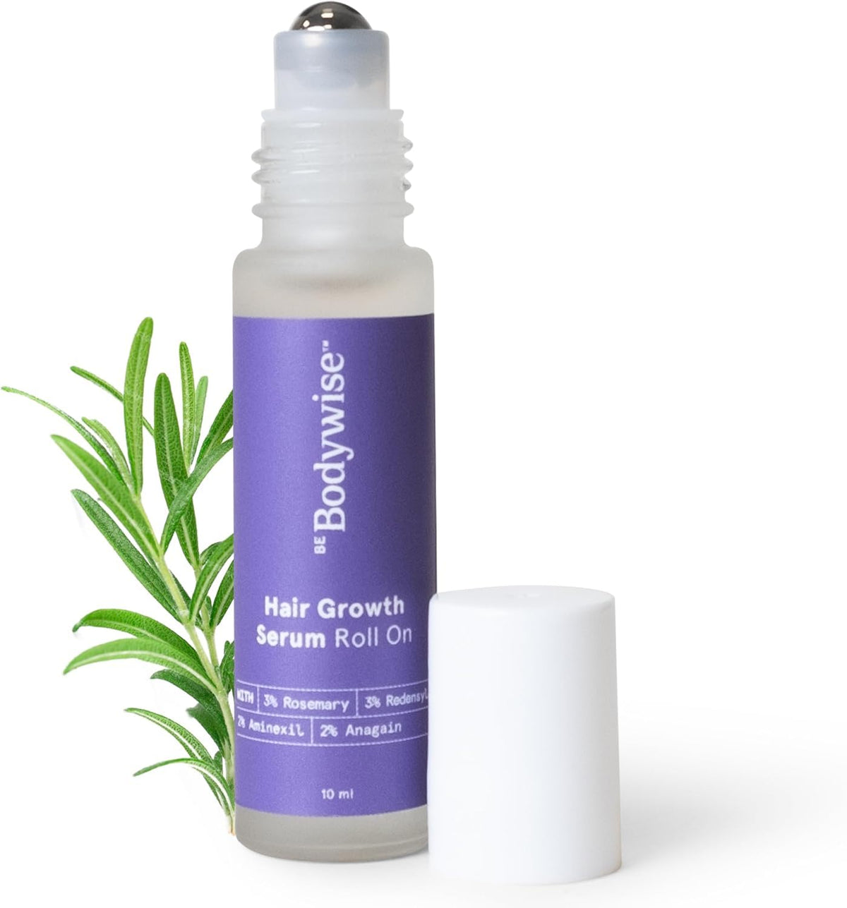 Be Bodywise 3% Rosemary Hair Growth Serum (Roll On) 10ml | 3% Redensyl, 2% Aminexil & 2% Anagain | Thicker & Stronger Hair Growth |For All Hair Types