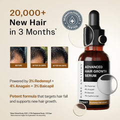 Bare Anatomy Advanced Hair Growth Serum | 3% Redensyl, 4% Anagain, 3% Baicapil, 1% Capilia Longa, Rosemary, Biotin & Rice Extract | Hairfall control & Hair Density | Women & Men | 30ml