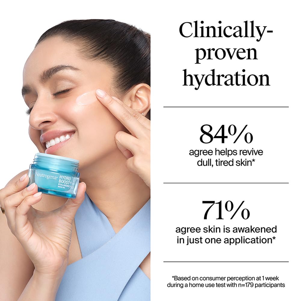 Neutrogena Hydro Boost Hyaluronic Acid Face Moisturizer | Oil‑Free Water Gel | 24H Hydration | Non‑Sticky & Fast Absorbing | For All Skin Types | Men & Women | 13 g