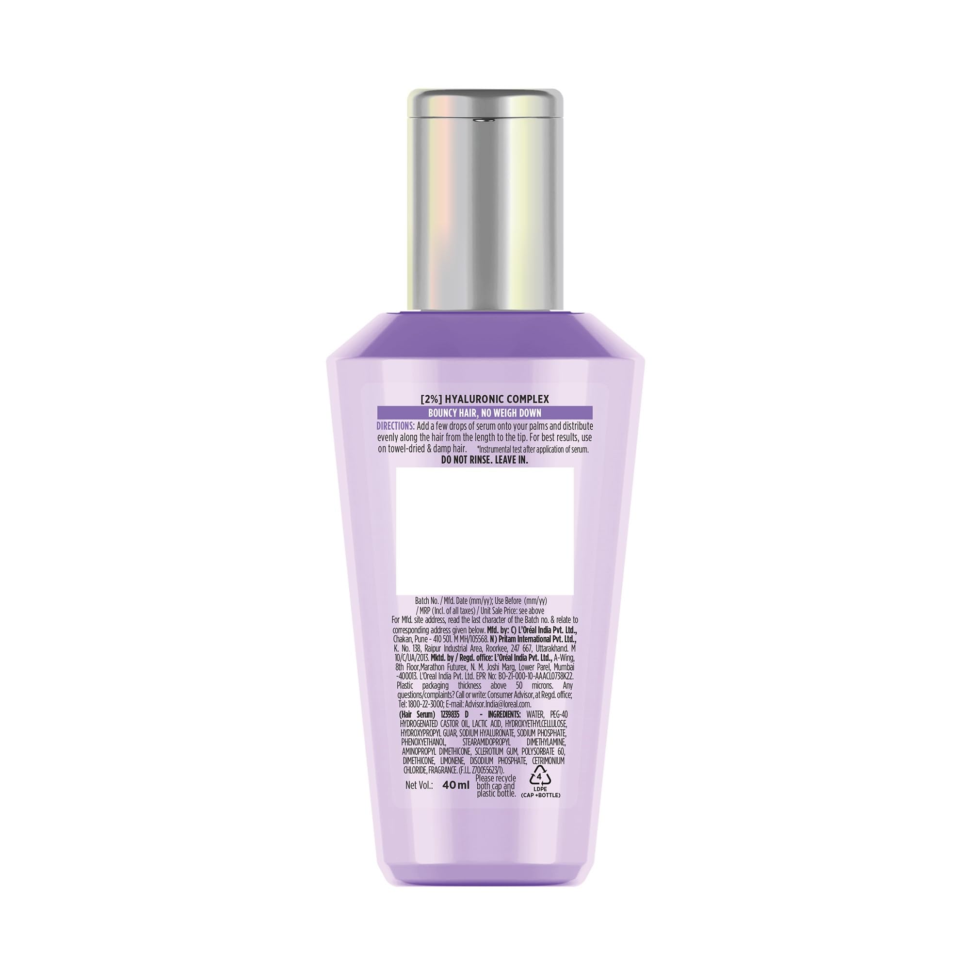 L'Oréal Paris Hyaluron Moisture Hair Serum, 40ml