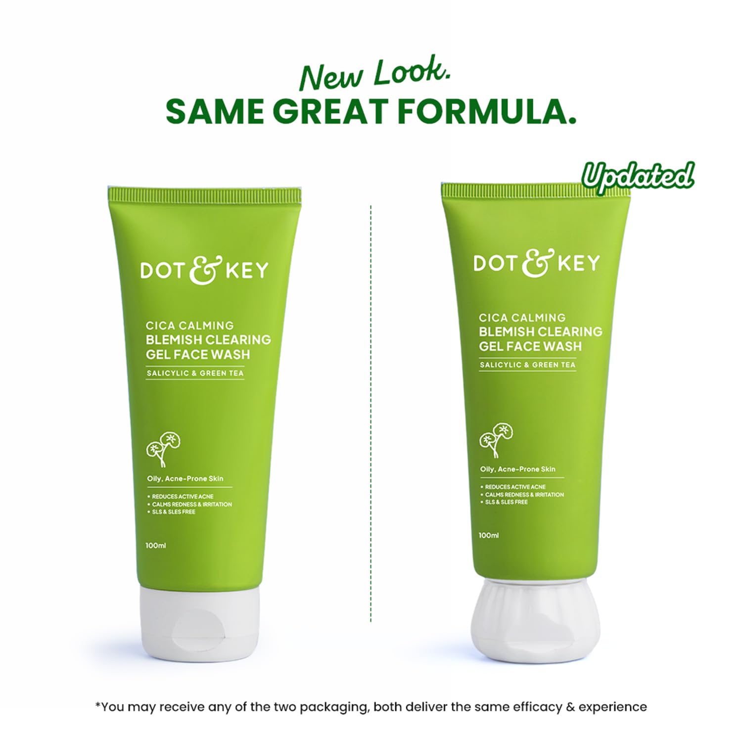 Dot & Key CICA Face Wash for Acne Prone Skin, 2% Salicylic Acid with Green Tea | For Oily & Sensitive Skin | Sulphate Free for Men & Women | Oil Control Face Wash with Zinc | 100ml