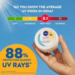 NIVEA Soft Daily SPF 15 Moisturizer | 88% UV Protection | Face & Body Cream for Healthy Glow in 5 Days | No White Cast | Vitamin E & Shea Butter | Lightweight, Quick Absorbing | 72H Hydration | 50ml
