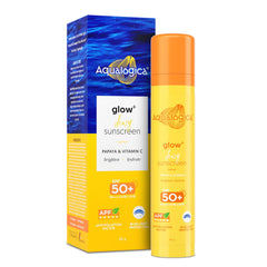 Aqualogica Glow+ Dewy Sunscreen Gel SPF 50+ PA++++ with Papaya & Vitamin C | Broad Spectrum SPF 50+ PA++++ | UVA/B & Blue Light Protection | Anti-Pollution Factor (APF) Technology | Brightens Skin I Fragrance-Free & No White Cast | For Glowing & Sun Prote