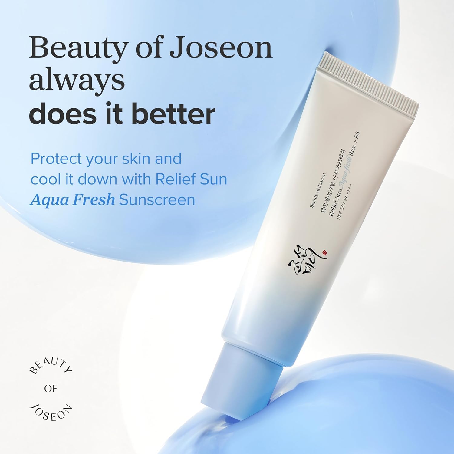 Beauty of Joseon Relief Sun Aqua-fresh Rice + B5, SPF 50+ PA++++ Sun Cream, Moisturizing & Calming Formula, Korean Skincare, 50ml