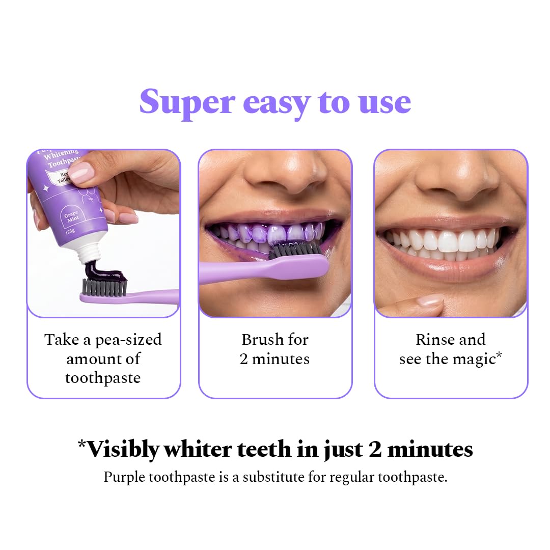 Perfora Purple Whitening Toothpaste-125g | Purple Toothpaste For Teeth Whitening | Teeth Stain Remover | Enamel Safe & Effective Teeth Whitener Oral care | Grape Mint