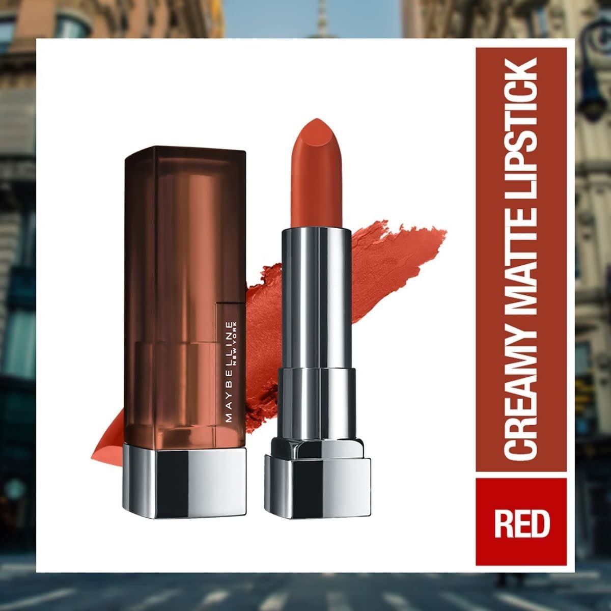 Maybelline New York Color Sensational Creamy Matte Lipstick | Madison Red, 3.9g