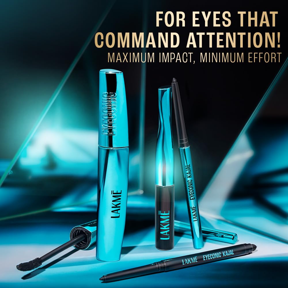 Lakme 9 to 5 Eyeconic Curling Mascara, Lightweight, Water-Resistant Mascara with Smart Curl Brush, Deep Black, 9 ml